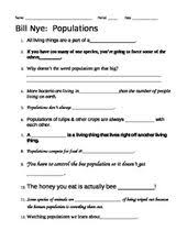 Answers are on the video at approximately the time indicated. Bill Nye Populations Video Worksheet Bill Nye Social Studies Worksheets Worksheet Template
