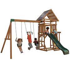 Kidkraft Lawnmeadow Wooden Swing Set Walmart Com Wooden Swing Set Swing Set Wooden Swings