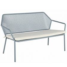 This sofa offers deep seating in a beautiful wrought iron frame finished in century pewter. Metal Garden Two Seater Sofa Cafe Restaurant Food Court Hotel