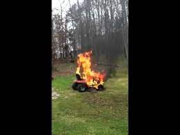 Riding lawn mower on fire. Husqurvana Lawnmower Fire Youtube