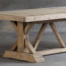 The rustic barnwood dining table timber frame design #3 appears as though it has been transported through time from abraham lincoln's farmhouse to be dropped in your dining room. Salvaged Wood Trestle Dining Table Shop And Earn Points