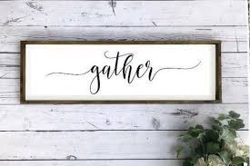 Gather Sign Gather Wood Framed Sign Farmhouse Sign Wood Etsy Wood Frame Sign Gather Wood Sign Rustic Wall Decor