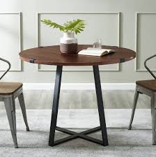 Check spelling or type a new query. 40 Urban Industrial Metal Wrap Round Dining Table In Dark Walnut Black Walker Edison Tw40rdwradw