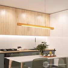 Ahsap Led Kolye Isik Dogrusal Bar Yatay Asili Lamba 80cm 120cm Yemek Odasi Mutfak Ofis Aydinla In 2020 Kitchen Design Decor Kitchen Lighting Design Modern Led Lighting
