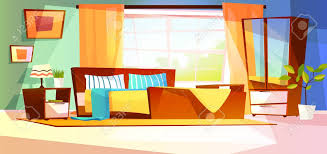 Download cartoon living room interior background template. Bedroom Interior Vector Illustration Of Furniture On Background Royalty Free Cliparts Vectors And Stock Illustration Image 105575270
