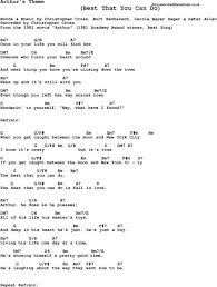 Song Lyrics With Guitar Chords For Arthur S Theme Christopher Cross 1981 Lyrics And Chords Arthur S Theme Songs