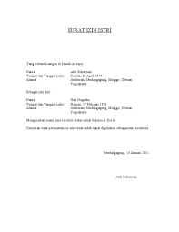 Adapun bagian yang ingin saya tempati adalah. Contoh Surat Izin Suami Melamar Kerja