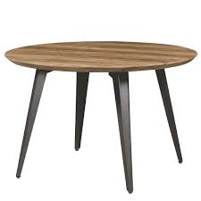 Stunning pair of contemporary modern round end tables feature a heavy steel frame and a black granite top. Ravenna Modern Round Wood 47 Dining Table W Metal Legs By Leisuremod