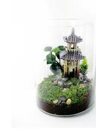 Oriental Terrarium Chinese Pagoda Landscape With Live Moss Plant Miniature House Glass Jar On Wanelo Moss Plant Terrarium Miniature Garden