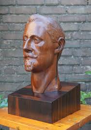 Beautiful Hand Carved Art Deco Era Sculpture of Artist and Designer Chris  De Moor For Sale at 1stDibs