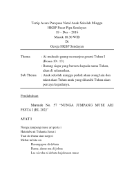 Sejarah kekristenan tidak bisa dipisahkan dari sejarah gereja kristen yang membawa ajaran agama kristen, mengayomi penganutnya dan menjadi saksi perkembangan pekerjaan yang telah dijalankan sepanjang dua ribu tahun, sejak abad pertama masehi, mulai dari tanah israel hingga ke eropa, amerika, dan seluruh dunia, termasuk indonesia. Tertip Acara Perayaan Natal Anak Sekolah Minggu