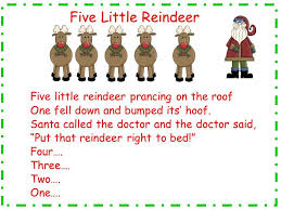 Five Little Reindeer Song And Song Chart Preschool