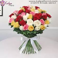 Bunch Of 50 Mix Roses Order Online Flowers In Bangalore Send Flowers Online Flowers Online Online Flower Delivery