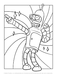 Find this pin and more on art by kathie plouffe. Funny Bender Rodriguez Futurama Cartoon Coloring Pages Robot Coloring Sheet Rainbow Printables