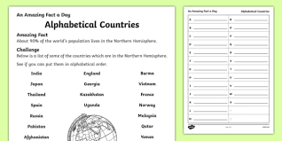 There is one letter not found anywhere on the periodic table and another not found in official element names. Alphabetical Countries Worksheet Worksheet Worksheet