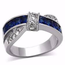 Thin Blue Line Claddagh Ring Black And Blue Stainless Steel 3 Piece Set With Images Diamond Wedding Bands Blue Sapphire Rings Titanium Jewelry
