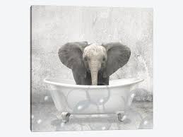 Assuring them the best of parental care. Baby Elephant Bath Canvas Artwork By Kimberly Allen Icanvas