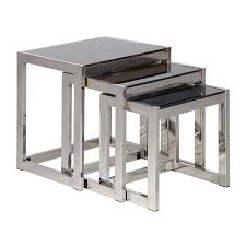 Set De 3 Tables Gigognes En Verre Tremple Noir Et Inox 4 Niveaux Glossy Tables Gigognes Table Et Gigogne