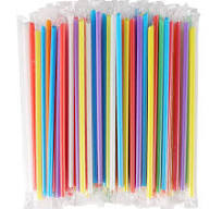 [400 Pcs] Colorful Individually Wrapped Disposable Plastic Straws for 16 oz Cups(7.5" longX0.23" diameter)