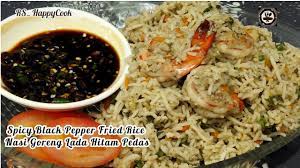 Fried rice with beef in red sauce. Spicy Black Pepper Fried Rice Nasi Goreng Lada Hitam Pedas Youtube