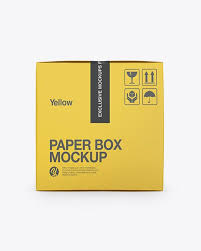 Paper Box Mockup Front View In Box Mockups On Yellow Images Object Mockups Box Mockup Mockup Free Psd Free Psd Mockups Templates