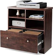 Its long, deep drawers can hold dozens of hanging files. Amazon Com Devaise Lateral File Cabinet 1 Large Drawer Wood Filing Cabinet With 2 Open Adjustable Storage Shelves For Office Home Cherry Kitchen Dining