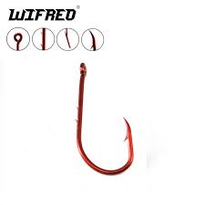 100pcs red color bait holder hook long shank baitholder