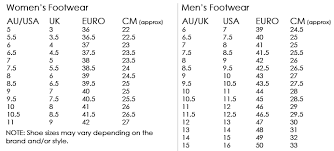 Footwear Sizing Chart And Guide Tactical Gear Australia