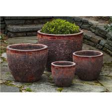 Salvador brown hanging planter large. Ceramic Low Profile Bowl Planters Kinsey Garden Decor