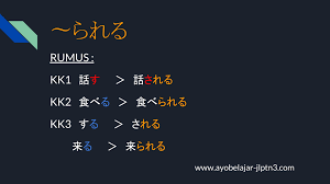 Sebab, pola ini hanya berupa subjek (s) dan predikat (p) saja. Pola Kalimat Jlpt N3 ç¬¬1é€± 1 1 ã‚‰ã‚Œã‚‹ ã•ã›ã‚‹ 1 Ayo Belajar Jlpt N3