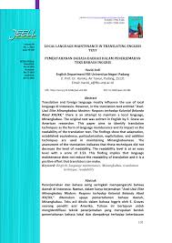 Here are translation and definition asal. Pdf Local Language Maintenance In Translating English Text