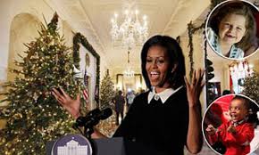 The black and white portuguese water dog was a gift for their daughters as they settled into their new home. White House Christmas Michelle Obama Unveils Holiday Decorations Daily Mail Online