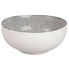 White Stoneware Salad Bowl With Luminaire Maison Du Monde Motif Noir Maison Du Monde