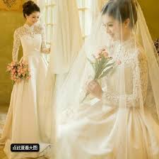 Long Sleeved Mandarin Collar Wedding Dress Princess Bride Dress Princess Bride Wedding Formal Dresses For Weddings