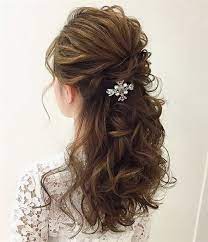 Half Up Half Down Curly Hairstyles Half Up Half Down Hairstyles Wedding Casual Half Up Half Down Hair Half Up Hair Mother Of The Groom Hairstyles Hair Styles