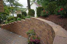 Retaining wall system showcases a textured surface and is ideal to make small straight and curved retaining walls, planters, tree rings and other decorative landscape projects. Retaining Wall Blocks Greensboro North Carolina