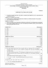 Ministerul educației a publicat la ora 15 baremul pentru subiectele de la proba de matematică de subiecte matematică simulare evaluare naţională 2021: Zaaiifzrfi8ewm