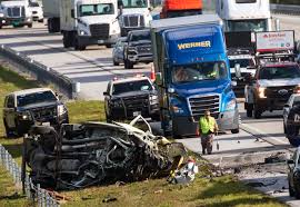 The helicopter's engine reportedly failed at roughly 2:20pm local time, forcing the pilots to make a hard landing on a busy road, with fatal consequences. Two Dead In Turnpike Crash In Palm Beach Gardens Northbound Lanes Reopen