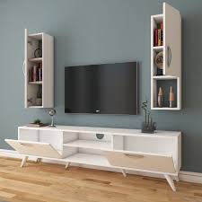 Rani A9 Duvar Rafli Kitaplikli Tv Unitesi Duvara Monte Dolapli Modern Ayakli Tv Sehpasi Beyaz M21 Muebles Para Tv Muebles Para Televisores Muebles Hogar