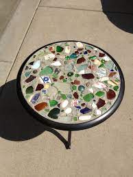 Beach Glass Occasional Table Sea Glass Mosaic Beach Glass Crafts Sea Glass Crafts