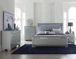 Allura Silver Led Queen Panel Bed From Homelegance Luna Furniture