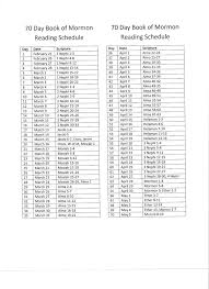 70 Day Book Of Mormon Reading Schedule Lds Scriptures