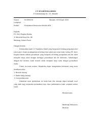 Terimakasih atas surat saudara no. Surat Penawaran Doc Pt Devi Puspita Darma Jl Mustofa Hosai No 08 Menteng Jakarta Pusat Nomor 01 Pb Ii 20 Lampiran 1 Satu Perihal Penawaran Barang Atk Course Hero