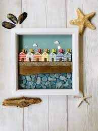 Beach Huts Coastal Framed Art Coastal Wall Art Beach Hut Etsy In 2020 Beach Hut Decor Beach Hut Handmade Wall Art