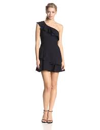 Calinda Black One Shoulder Ruffle Dress By Bcbgmaxazria Fashion Beautiful Cocktail Dresses Ruffle Dress