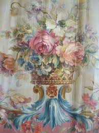 Decorative 19th C Hand Painted Aubusson Tapestry Pattern Cartoon Floral Bouquet Swags Papier Peint Tapisserie Aubusson Tapisserie
