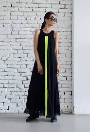 Maxi Black Dress Loose Woman Dress Neon Line Dress Kaftan Plus Size Maxi Dress Black Maxi Dress Oversize Long Dress Evening Gown Neon Dresses Maxi Dress Black Maxi Dress