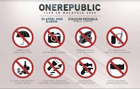 One republic rocks in kuala lumpur malaysia live 2018. 8 Things Not Allowed Into Onerepublic S Kuala Lumpur Concert
