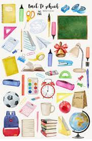 Watercolor Back To School Clipart School Supplies Clipart Etsy Back To School Clipart School Clipart Clip Art