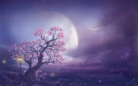 Hd Wallpaper Pink Moon Fantasy Art Cherry Blossoms Painting Art And Creative Wallpaper Flare